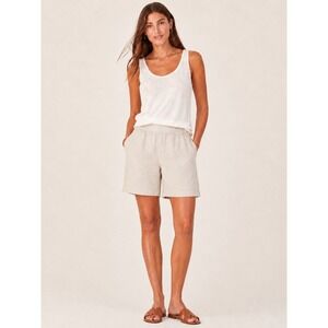 J. Jill Womens Linen Elastic Waist Shorts Tan SP Casual Coastal Summer Preppy